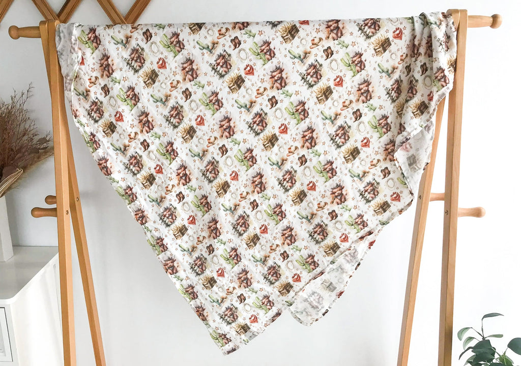 Mousseline de bambou vache highland cowboy